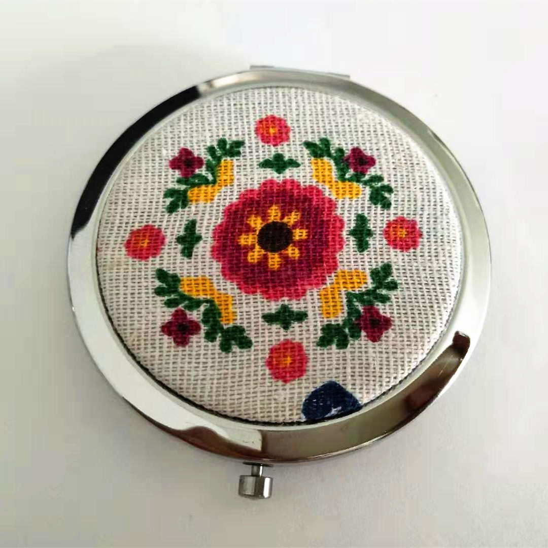 flowers printed cotton clothing compact mirror for makeup