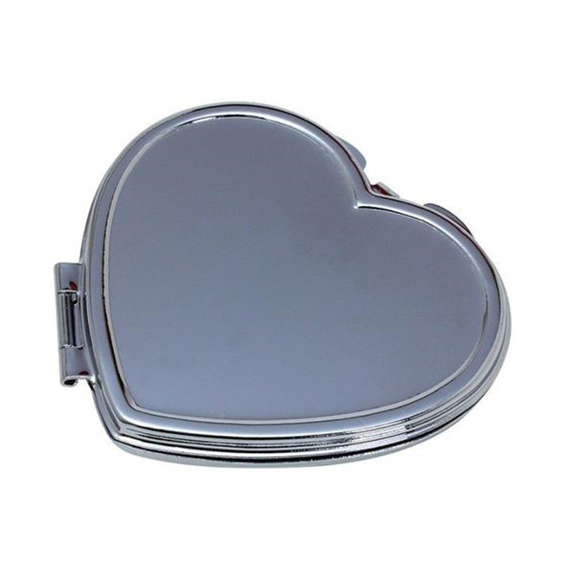 heart shaped compact mirror with custom made engraved logo design for nearsight makeup
