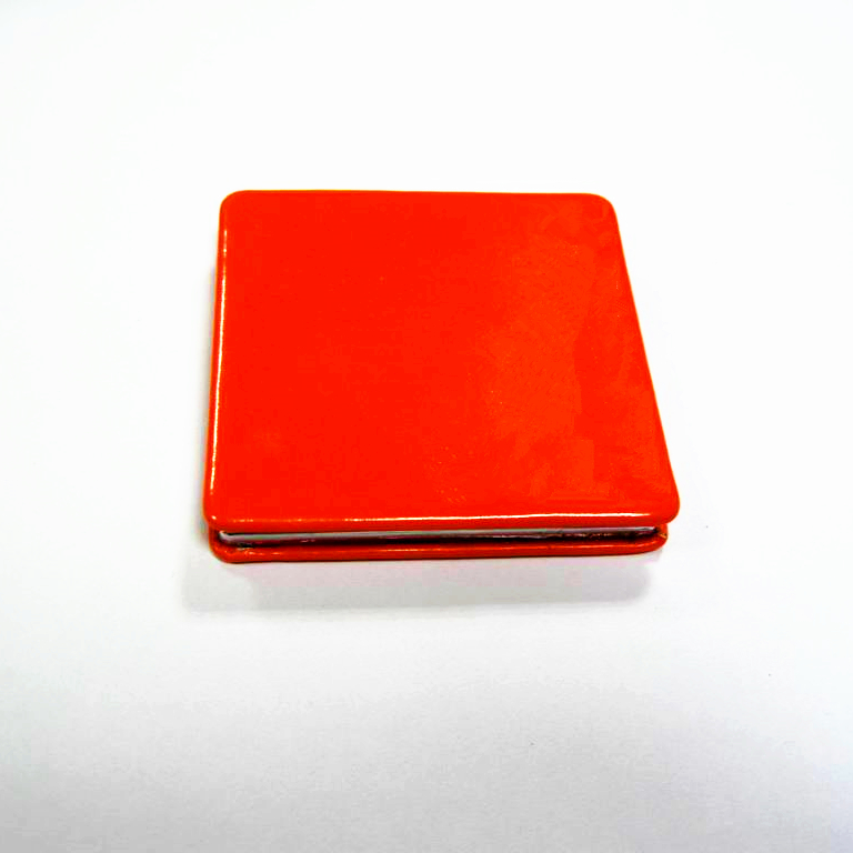 Square Personalized Compact Mirror in Red PU Leather wrapped On Both Sides For Unique Business presents 
