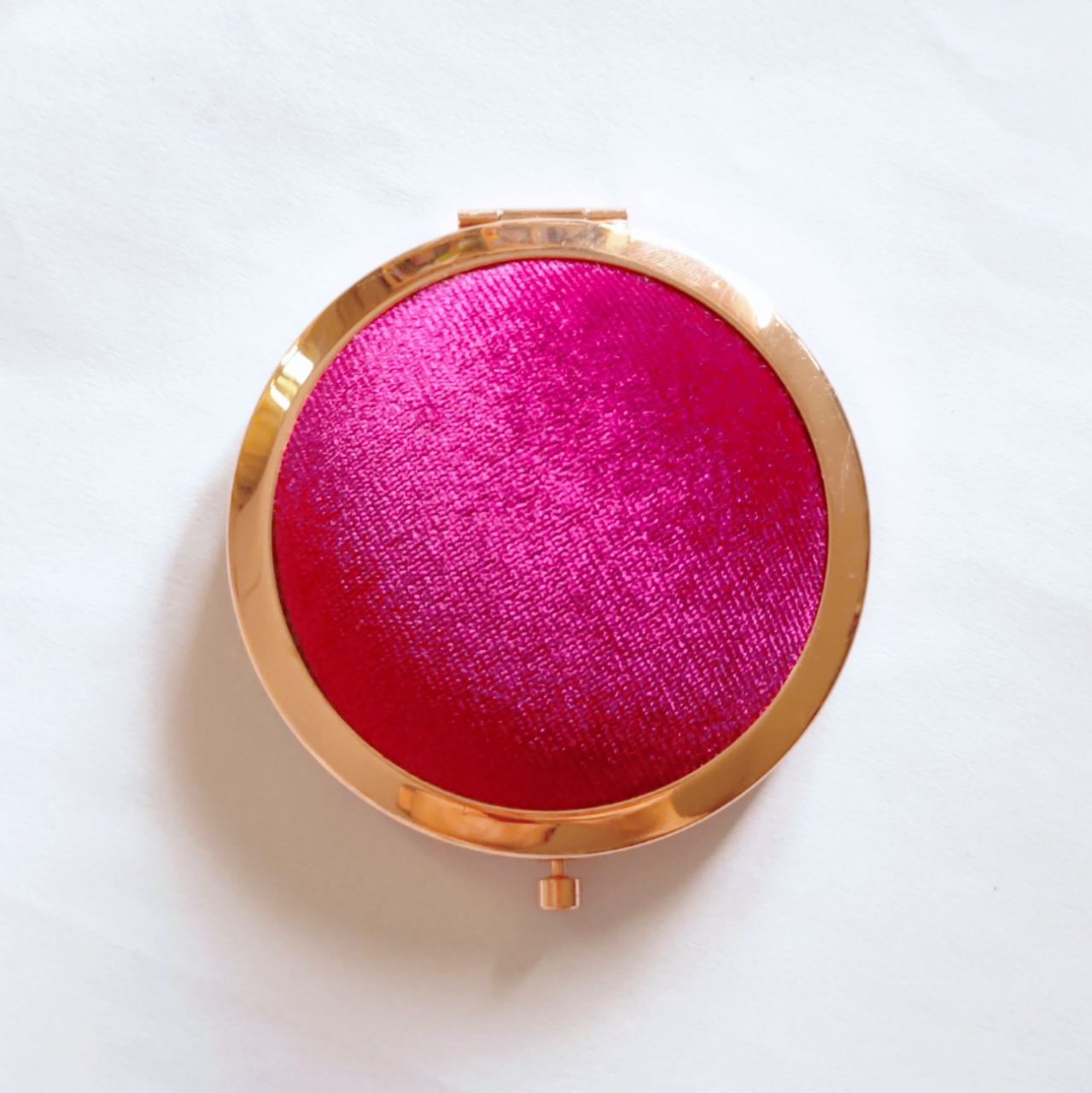 Your Logo Rose Gold Color Makeup Pocket Compact Mirror Customized with Velvet on top