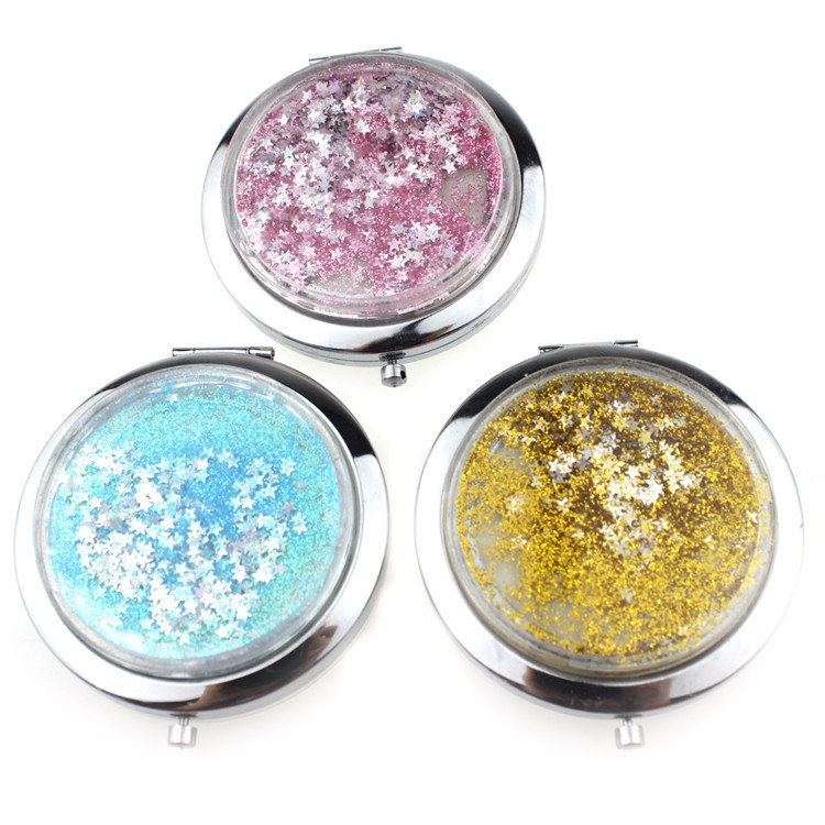 floating glitter makeup mirror with logo for disney gifts