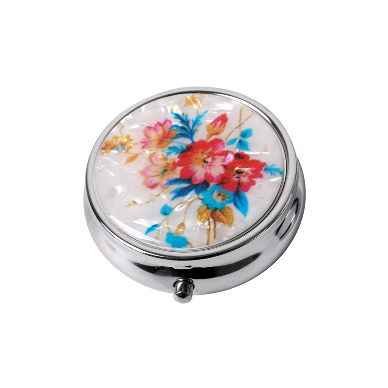 colors printed pillbox with epoxy resin decoration for outlet
