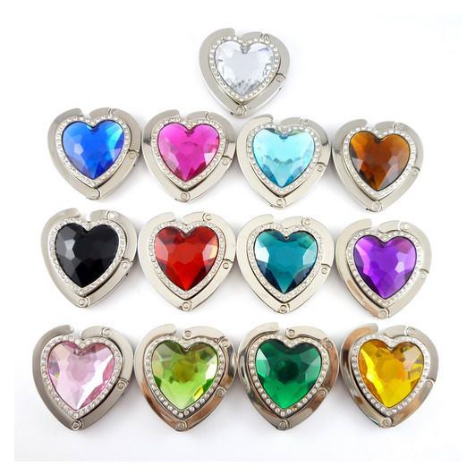 rhinestones heart shaped glass crystal purse hanger in coffee shop