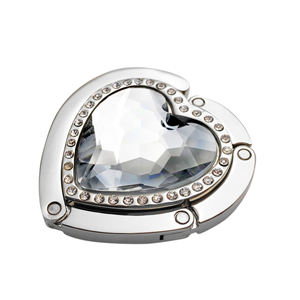 rhinestones heart shaped glass crystal purse hanger in coffee shop