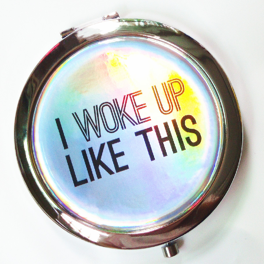 laser effect compact mirror with personalized logo for purse