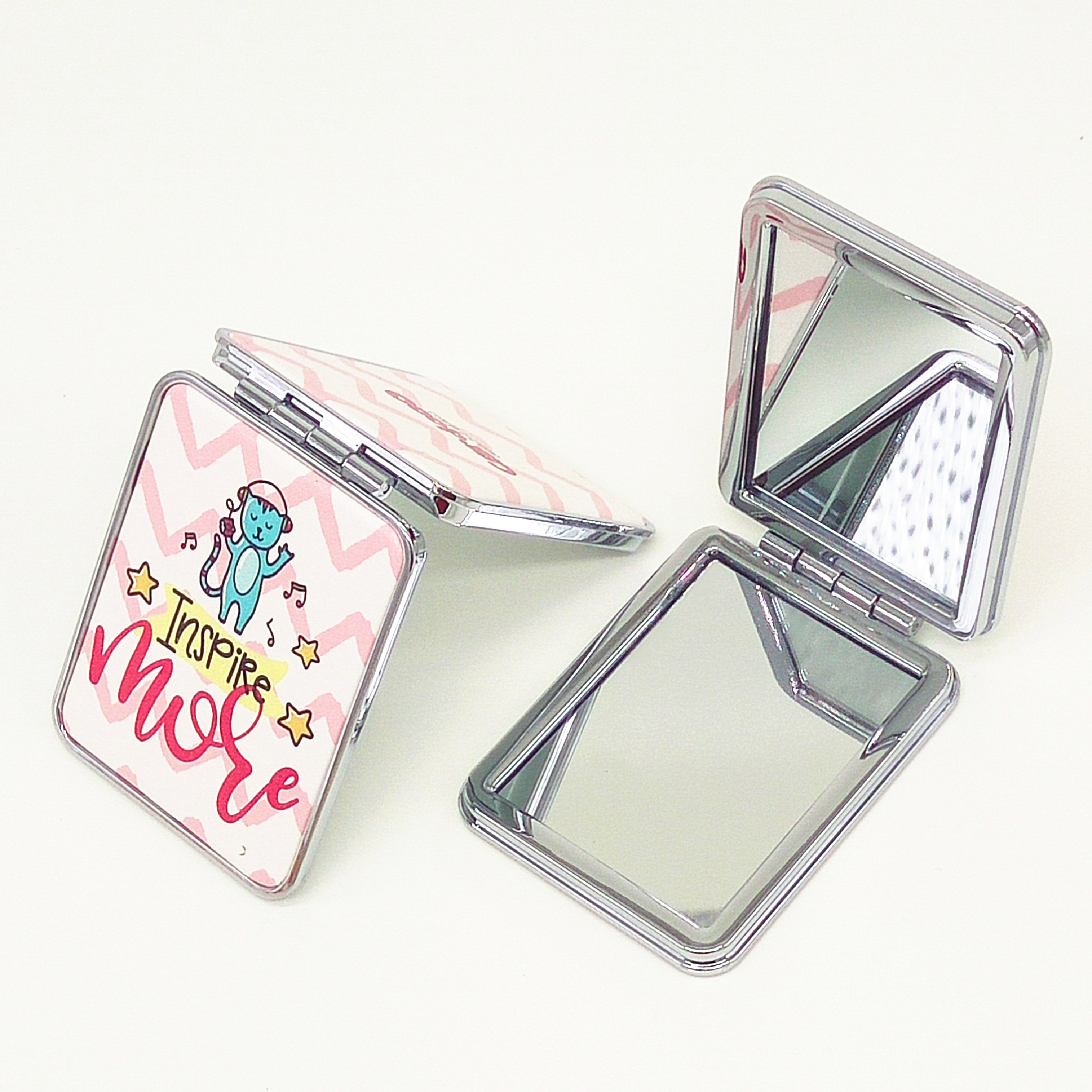 perfect compact mirror for gift bags with button clip for easy opening