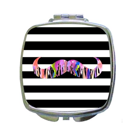 Artificial zebra design compact mirror with magnification for handbag