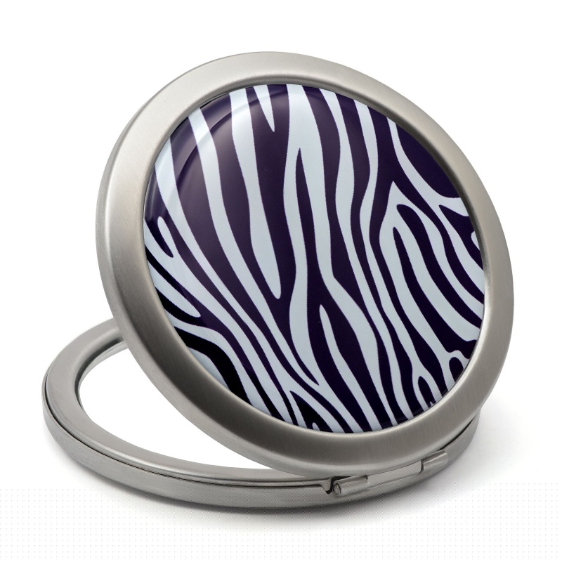 ladies makeup mirror with white and balck zebra drawing epoxy resin finished