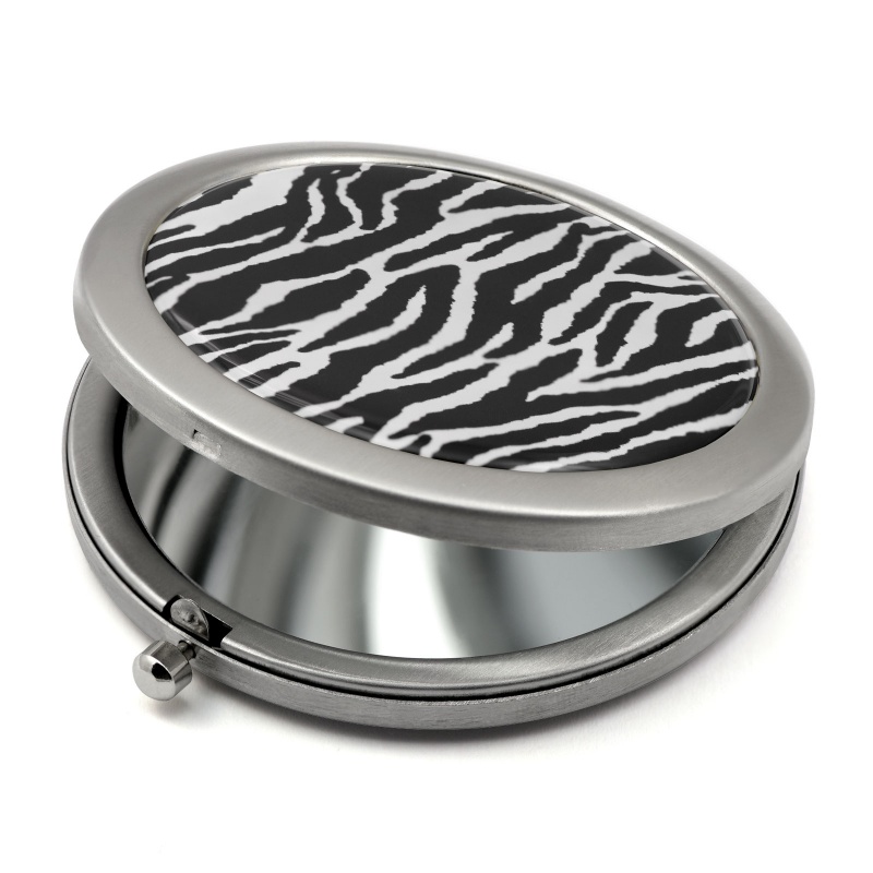 ladies makeup mirror with white and balck zebra drawing epoxy resin finished