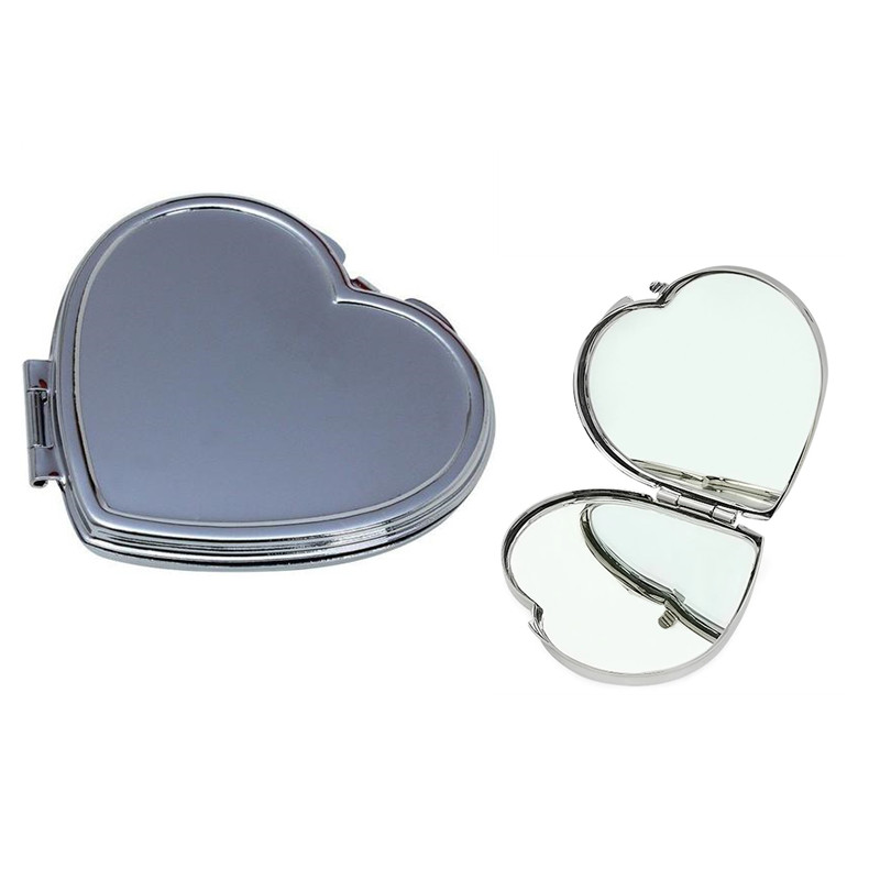 heart shaped compact mirror with custom made engraved logo design for nearsight makeup