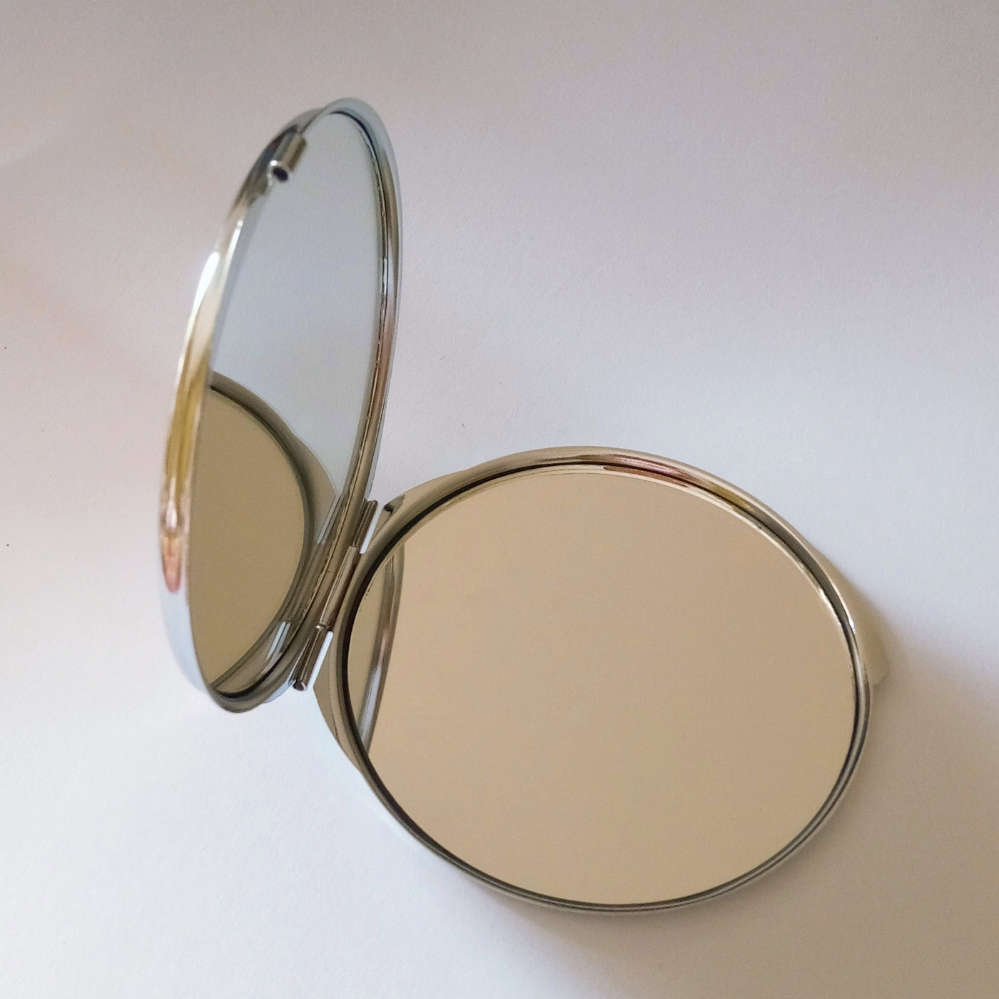 gold stamped compact mirror with glitter custom logo of beauty accessories