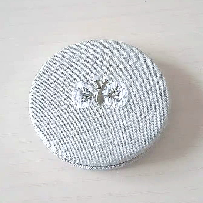 personalized cotton fabric compact mirror with flowers embroidery for makeup accessories