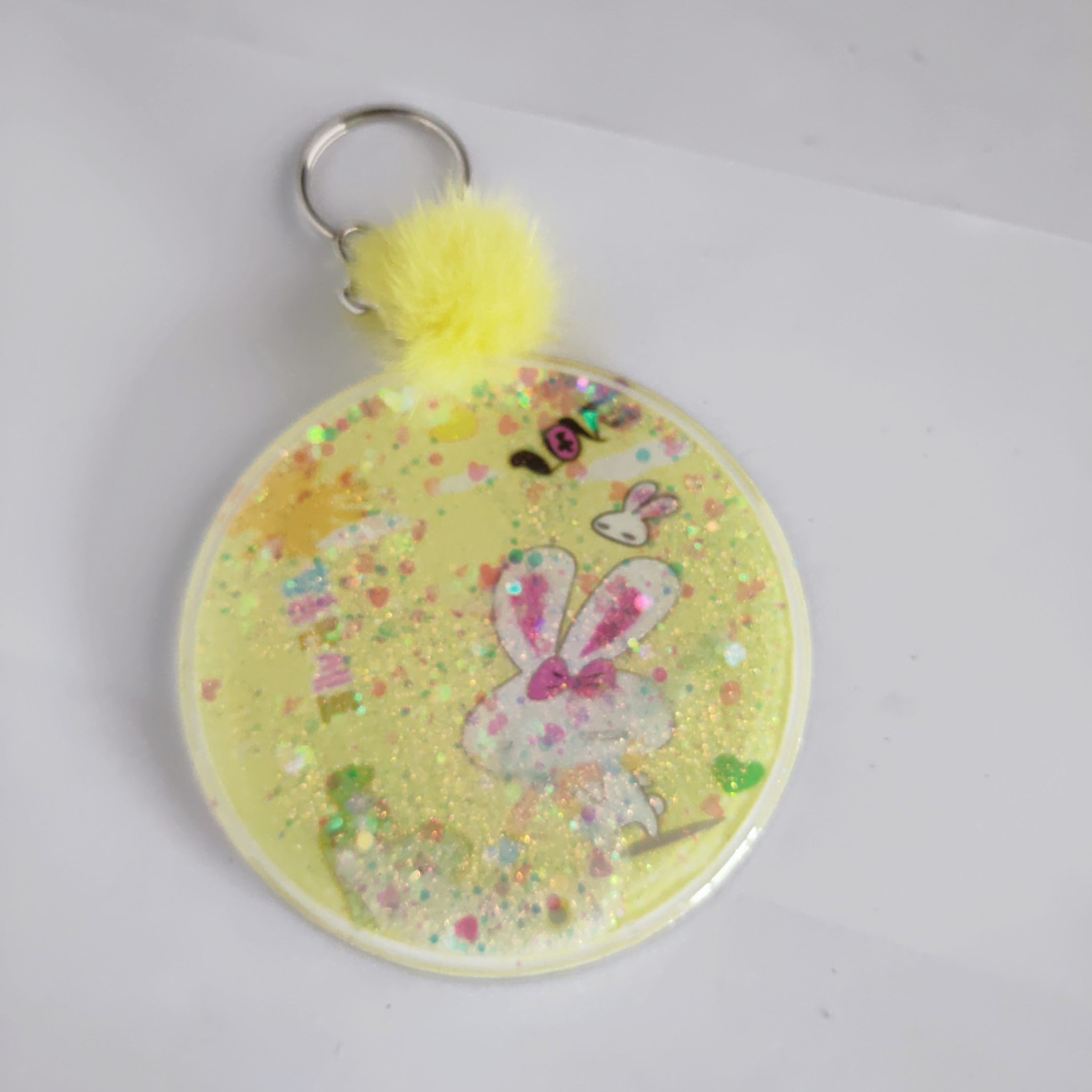 Floating glitter one side mirror in round shaped with keychain charms how to decorate