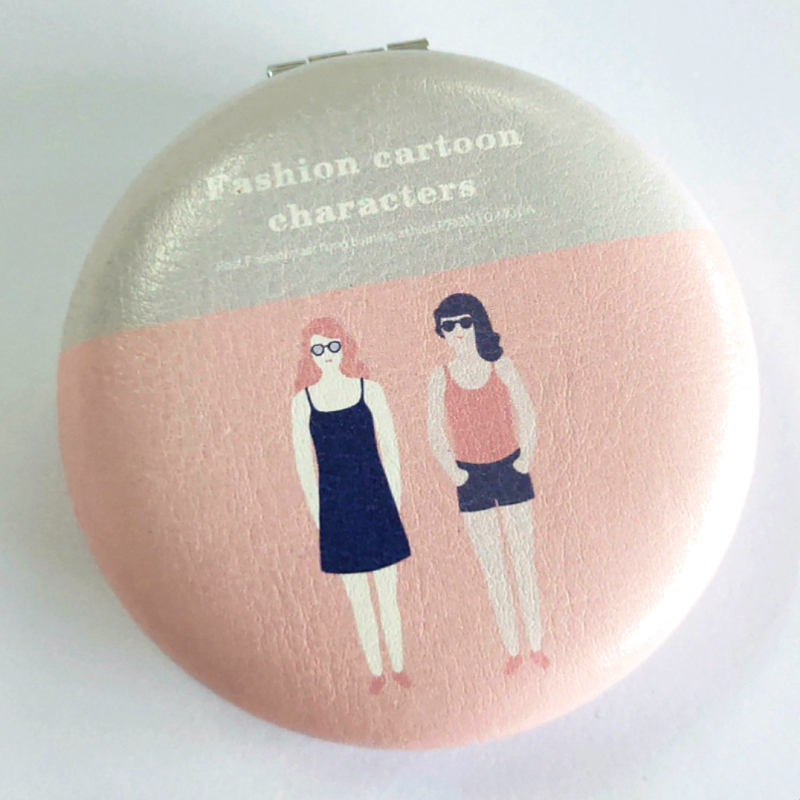  PU Fabric Compact Mirror with colors printing patterns personalization Pocket Mirror Gifts for friends
